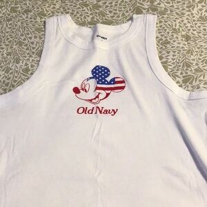 Old Navy White Tank with Patriotic Mouse Graphic